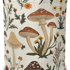 Laundry Basket,Retro Mushrooms Large Canvas Fabric Lightweight Storage Hamper Organizer Dirty Clothes Collapsible Waterproof for College Dorms,Bathroom