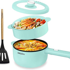 Dezin Electric Cooker, 2L Non-Stick Sauté Pan, Rapid Noodles Cooker, Mini Pot for Steak, Egg, Fried Rice, Ramen, Oatmeal, Soup with Power Adjustment, College Dorm Room Essential