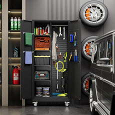 SUXXAN Broom Closet Storage Cabinet with Wheels 71.4