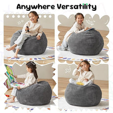 Hobestluk 2.5FT Bean Bag Chair Beanbags Small Bean Bag Chair with Filler Included Teardrop Bean Bag with Removable Cover for Bedroom Living Room (Small, Grey)