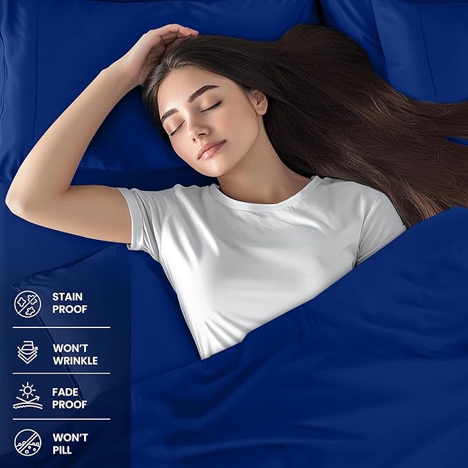 Utopia Bedding Full Sheet Set – 4 Piece Bed Sheets for Full Size Bed, Soft and Breathable Microfiber, Includes 1 Fitted Sheet, 1 Flat Sheet and 2 Pillowcases (Royal Blue)