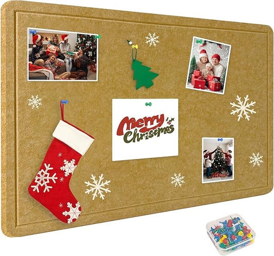 Large Bulletin Board - Foldable 24x18 Inches Cork Board Alternative with 20 Push Pins, Self-Adhesive Felt Bulletin Board for Wall, Home Office Classroom Decor