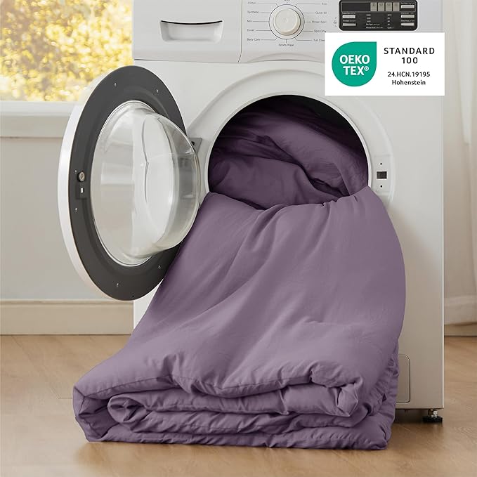 Bedsure Queen Size Comforter Set, Grayish Purple Soft Prewashed Bedding for All Seasons, 3 Pieces GentleSoft™ Down Alternative Bed Set, 1 Lightweight Comforter (90"x90") and 2 Pillowcases (20"x26")