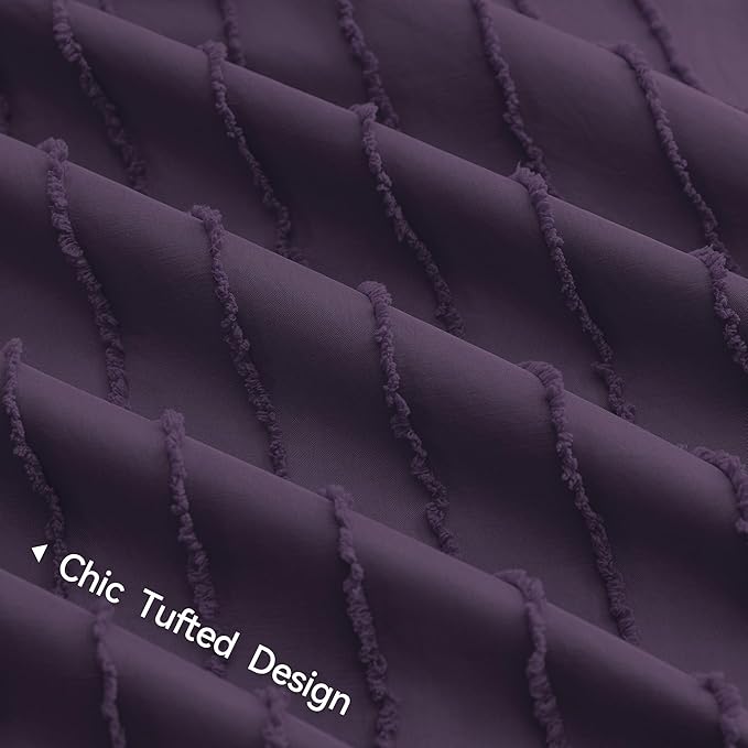 JELLYMONI Duvet Cover King Size Purple - 3PCS Boho Striped Duvet Cover Set Polyester Tufted Bohemian Textured Comforter Cover 104×90in with Corner Ties & Zipper and 2 Pillowcases