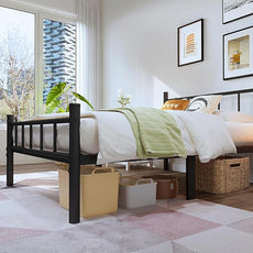 zizin Twin Size Metal Bed Frame with Headboard & Footboard 14 Inch Metal Platform Mattress Foundation Support with Steel Slat, Under Bed Storage, No Box Spring Needed