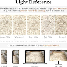 9x12 Neutral Area Rug Beige Vintage Living Room Bedroom Washable Carpet Non-Slip Soft Low Pile Floral Indoor Large Throw Rug for Dining Room Office