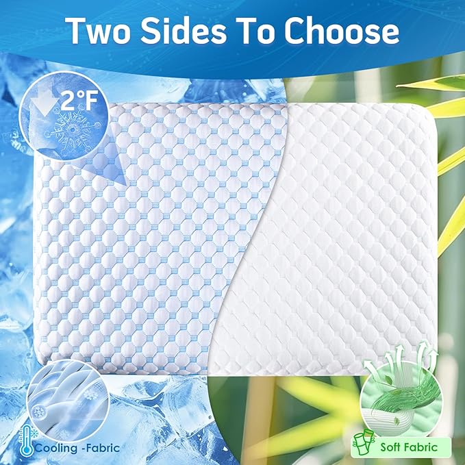 Stomach Sleeping Pillow for Back & Stomach Sleeper, Flat Soft Pillows for Sleeping Thin Memory Foam Pillow for Back Shoulder Neck Pain Relief - Cooling Ultra Thin Pillows for Sleepers 1.75-Inches