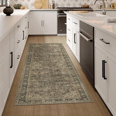 2x5 Washable Brown Runner Rug Vintage Hallway Kitchen Carpet Non-Slip Soft Low Pile Distressed Throw Rug for Bedroom Bathroom Laundry Living Room
