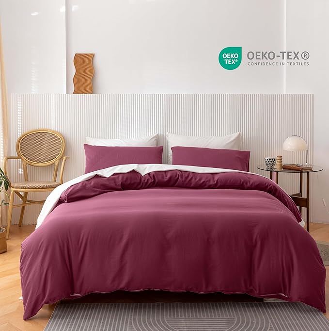 HeimenAogo Egyptian Cotton Duvet Cover Set California King, Ultra Soft and Breathable Comforter Cover with Zipper Closure, High Thread Count Long Staple Cotton Blanket Cover 3pcs, Heather Rose