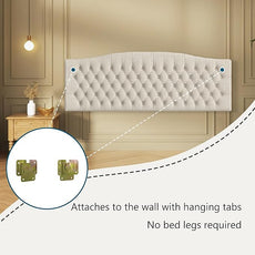 Linen Upholstered Headboard King/Cal King Size Latest Model Wall Mount, Bed Frame Mount, Featuring High-Density Sponge Padding, Luxury Texture Easy Assembly Comfort and Style-Ivory