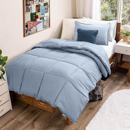 Bare Home Comforter Set - Twin/Twin Extra Long Size - Ultra-Soft - Goose Down Alternative - Premium 1800 Series - All Season Warmth (Twin/Twin XL, Dusty Blue)