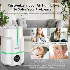 6L/1.6Gal Humidifiers for Bedroom, 60H Runtime 26 dB Quiet Supersized Cool Mist Air Humidifiers for Large Room, Baby Nursery, Plant, Indoor, Night Light, Easy to Clean, Precise Humidity Control
