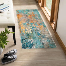 Lahome Modern Abstract Runner Rug - 2x4.3 Washable Hallway Rug Runner Soft Bathroom Mat, Non Slip Indoor Throw Carpet Runner for Bedside Camper Basement Laundry Room Front Door, Rosy Clouds