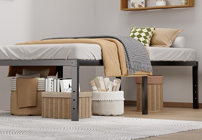 Metal Bed Frame Twin Size - 18 Inch Heavy-Duty Twin Platform Bed Frame No Box Spring Needed, Easy Assembly, Noise-Free, Sturdy Mattress Foundation, Underbed Storage Space
