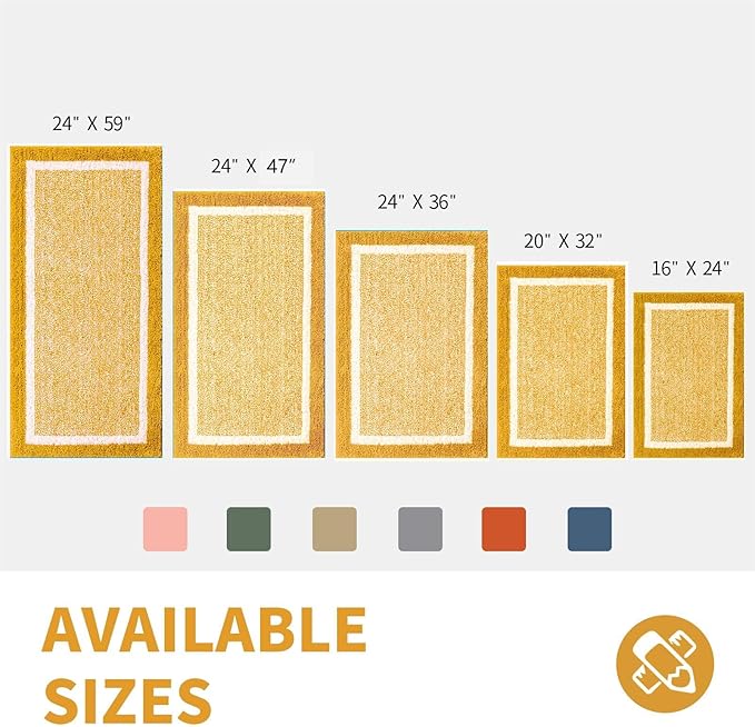 CozeCube Bath mats for Bathroom Non Slip, Fluffy Absorbent Microfiber Bath mat Washable, Aesthetic Bathroom Rugs, Long Harvest Gold Bath Runner, Harvest Gold, 59" x 24"
