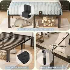 10 inch King Size Bed Frame with Round Corner Legs Mattress Slide Stopper,Low Profile Heavy Duty Metal Platform,Steel Slat Support,No Box Spring Needed,Easy Assembly,Noise Free