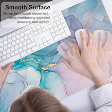 QIYI Large Mouse Pad, PU Leather Desk Mat for Desktop, Waterproof Gaming Desk Pad, Marble Full Desk Accessories Keyboard Mousepad, Abstract Art Home Office Décor 31.5