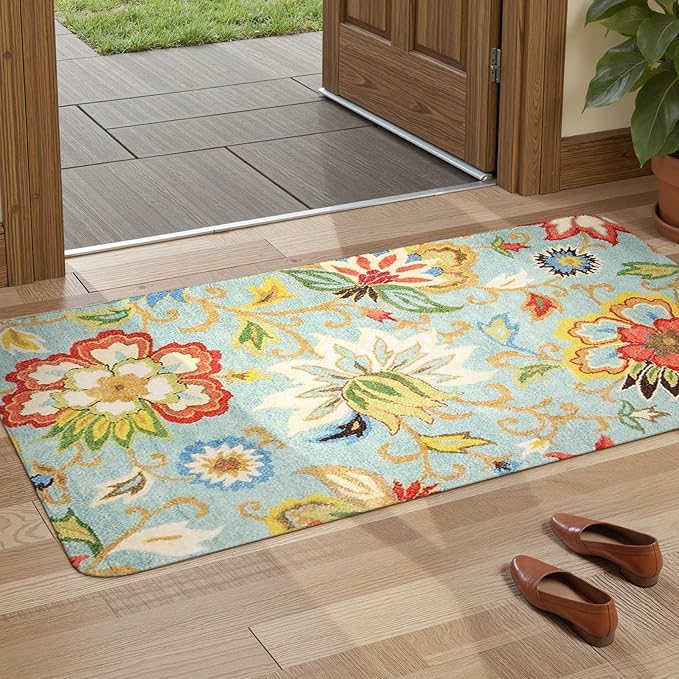 Lahome Collection Floral Runner Rug 2'x4' Non Slip Vintage Hallway Runner Rug, Laundry Throw Rugs and Mats for Laundry Room, Washable Runner Rugs for Kitchen Floor Bedroom Hallway Entryway Area Rugs