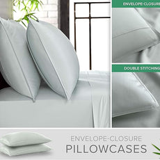 Pure Bamboo Full Sheets, Genuine 100% Organic Viscose Derived from Bamboo Bed Sheet Set, Luxuriously Soft & Cooling, Double Stitching, 2 Year Quality Promise (Full, Sea Glass)