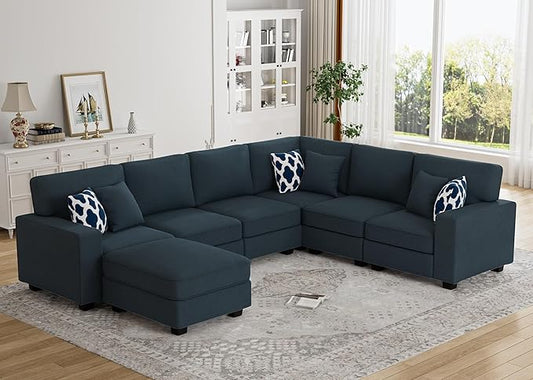 Legend Vansen Modular Sectional Sofa U Shaped Couch with Ottoman Modern Reversible Corner Sectional Couch for Living Room (Charcoal, U Shaped Sofa-2)