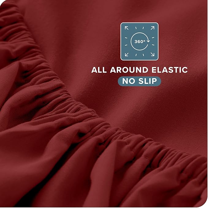 Bare Home Split Head Flex King Sheet Set - 1800 Ultra-Soft Microfiber Bed Sheets - Double Brushed - Deep Pockets - Easy Fit - 4 Piece Set - FlexTop Bedding Sheets (Split Head Flex King, Rosewood) BareHome