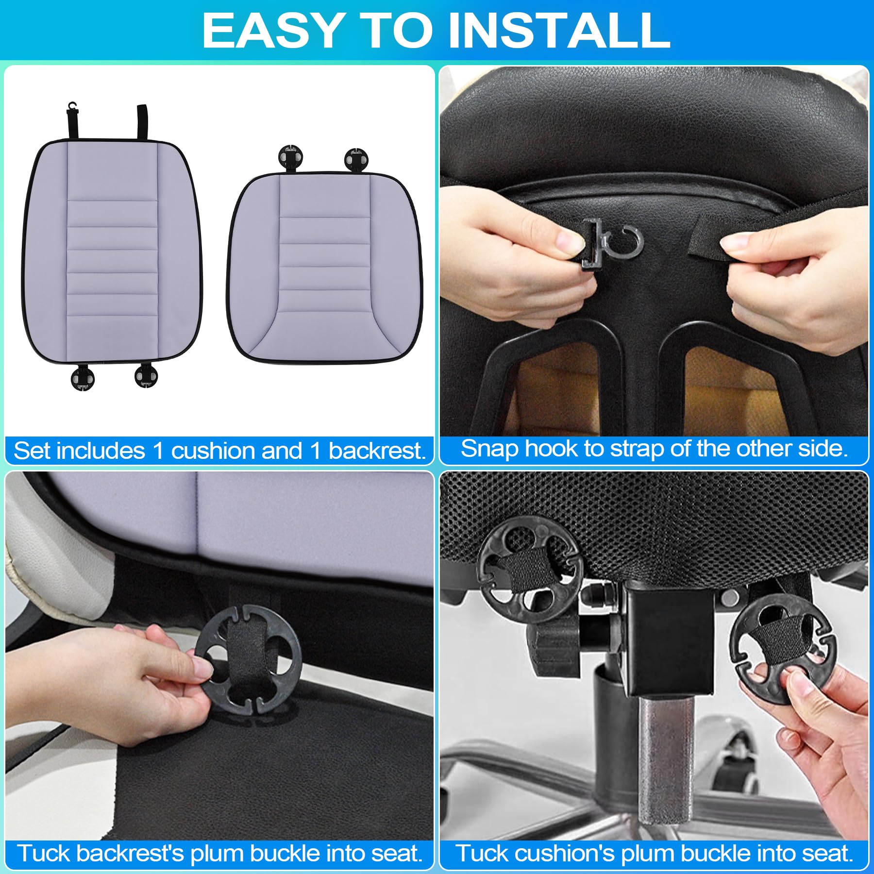 MYFAMIREA Truck Seat Cushion, Memory Foam Trucker Seat Cushion for Truck Driver Long Sitting with Adjustable Strap, Back Support and Pain Relief for Trucker Driving Car Office Chair and Pain Dormly