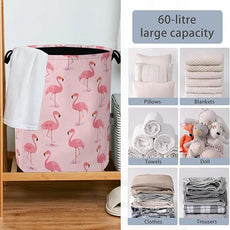 Pink Flamingo Laundry Hamper,Tropical Dirty Clothes Laundry Basket with Handles Waterproof Oxford Cloth Storage Basket for College Dorms Bathroom Bedroom 16