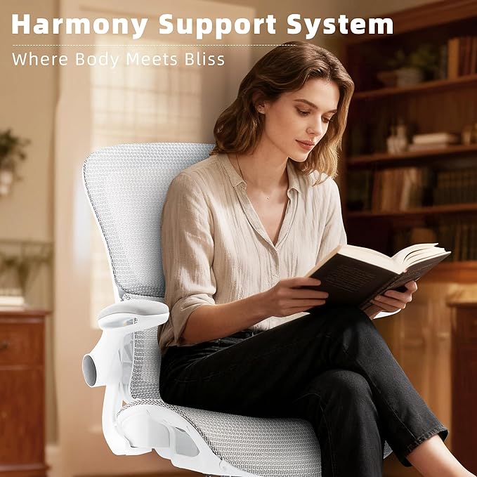 Office Chair, Ergonomic Desk Chair with Adjustable High Back 2D Lumbar Support Flip-up Armrests, Executive Breathable Mesh Comfy Swivel Rolling Computer Task Chair for Home Office Study Work Gaming