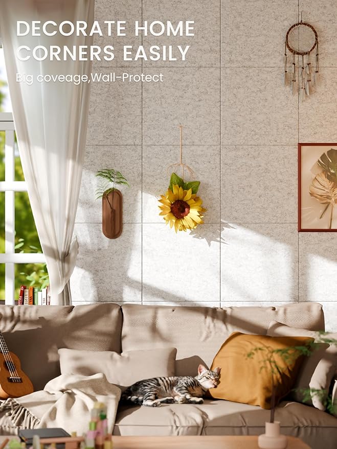Bumusty Large Cork Board 36"x24" Alternative - 6 Pack Felt Wall Tiles with 40 Safe Removable Adhesive Tabs, 30 Pushpins, Cork Boards for Walls Pin Board Bulletin Board Office Decor (Marble Gray)