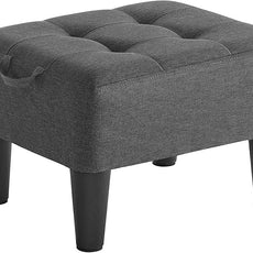 SONGMICS Foot Stool with Legs, Small Footstool Ottoman, Linen-Look Fabric Seat with Thick Cushion, for Living Room, Bedroom, Entryway, 330 lb Weight Capacity, Dark Gray ULOM502G01