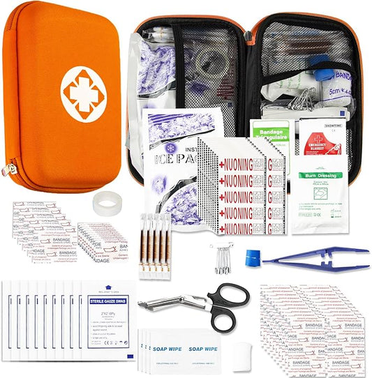 First Aid Kit Emergency Kit Camping Essentials Car-Home Orange First-Aid Bag - 277 Piece Emergency Supplies Hiking First Aid Kit for Backpack Survival Kits for Disaster Preparedness YIDERBO