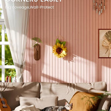 Bumusty Large Cork Board Alternative-47 x35 Felt Bulletin Board Tiles, with 30 Pushpins, 70 Adhesive Tabs, 12-Pack Slat Wall Paneling, Cork Boards for Office Push Pin Board Felt Board-Pink