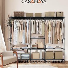 Clothes Rack, Portable Closet, 71.7 Inch Large Capacity Wardrobe Closet, Clothes Storage Organizer with Shelves and 3 Hanging Rods, Easy to Assembly, Black PCT035B01