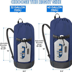 BALEINE 120L Laundry Bag Backpack, 900D Oxford Fabric Large Travel Laundry Bags with Shoulder Straps and 2 Mesh Pockets for College Dorm, Apartment, Laundromat (Navy, 120L)