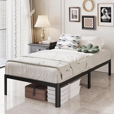 12 Inch Twin Bed Frames with Rounded Corner Legs, 1000 LBS Heavy Duty Metal Twin Platform Bed Frame with Steel Slats Support, No Box Spring Needed, Noise Free, Easy Assembly