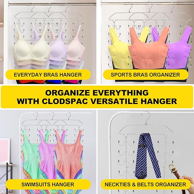 2 Pack Closet Organizers-and Storage,6 Tier Tank Top Hangers Space Saving, Dorm Room Essentials for Girls Camisoles Swimsuits Dress