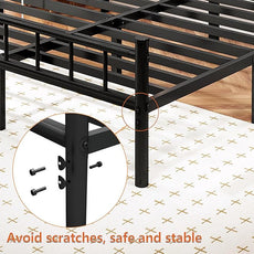 zizin Full Size Metal Bed Frame with Headboard & Footboard 14 Inch Metal Platform Mattress Foundation Support with Steel Slat, Under Bed Storage, No Box Spring Needed