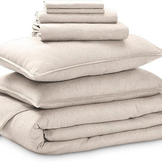 Bare Home Bed-in-A-Bag 7 Piece Comforter & Sheet Set - King - Goose Down Alternative - Ultra-Soft 1800 Premium Bedding Set - Cationic (King, Heathered Pebble)