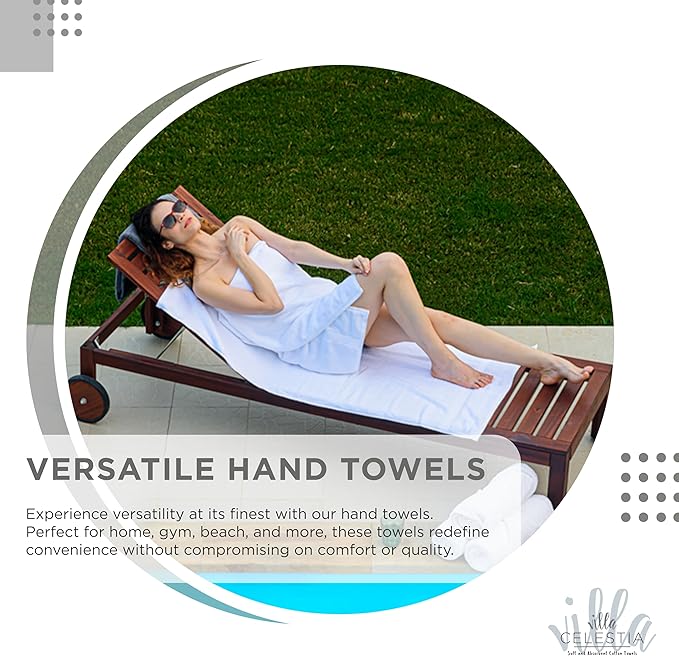Premium Silver Hand Towels-100% Cotton, Soft & Absorbent, Fast Drying, Elegant Salon Spa Hotel Set of 4 (16''x 28'')