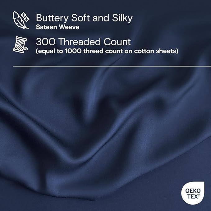 DOZ Duvet Cover Set, 100% Viscose derived from Bamboo, Organically Grown, Buttery Soft, Cooling Duvet Covers, High GSM, 1 Duvet Cover and 1 Pillowcase, 70"x90" (Sapphire, Twin/Twin XL)