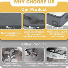 6-Inch Under Bed Storage Containers (2-Pack) | Sturdy Sidewalls | Clear Cover & Label Holder | Foldable Fabric Closet Bin Organizer | Stores Clothing/Blankets/Sweaters/Sheets