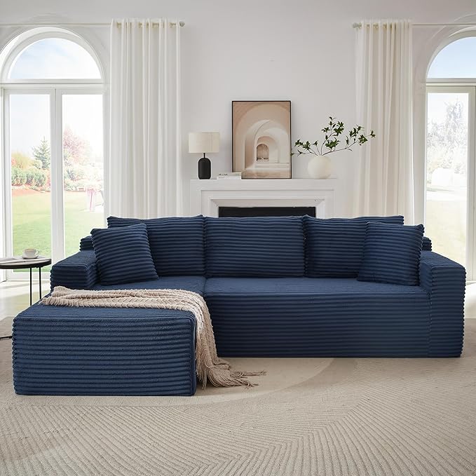 105''Sectional Cloud Couch with L Shaped Chaise,Modern Modular Sectional Sofa,Comfy Sectional Couches for Living Room,Bedroom,Apartment (Blue, 105''W Left Facing Chaise)
