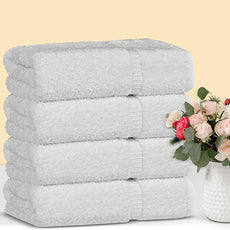 Chakir Turkish Linens 100% Cotton Premium Turkish Towels for Bathroom | 27'' x 54'' (4-Piece Bath Towels - White)