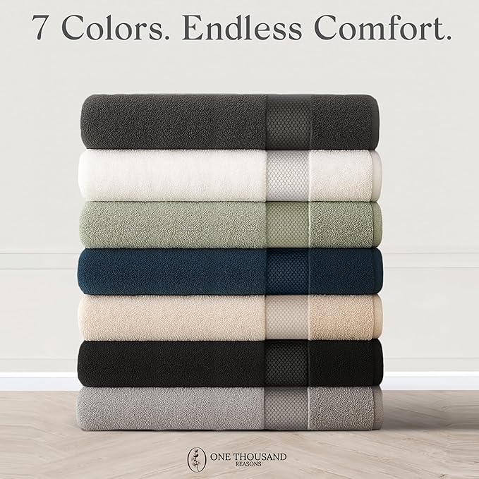 Premium Staple Cotton Bathroom Towel Set - Gray 600 GSM 6-Piece Luxury Bath Towel Set 1 Stripe - 2 Bath Towels, 2 Hand Towels & 2 Washclothes Set - High Absorbent & Quick Dry for Gym, Spa, Hotel