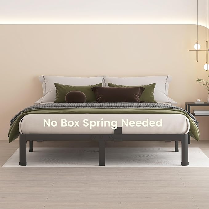 MAF 10 Inch Queen Metal Platform Bed Frame with Round Corner Legs, 3000 LBS Heavy Duty Steel Slats Support, Noise Free, No Box Spring Needed, Easy Assembly