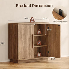 31.5'' Wood Sideboard Cabinet, Small Sideboard Buffet with Adjustable Shelf, Modular Credenza Accent Storage Console Cabinet with 2 Magnetic Doors for Entryway, Living Room, Kitchen, Walnut