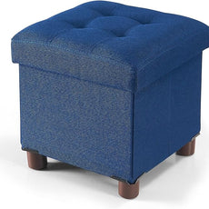 BRIAN & DANY Small Ottoman with Storage, Small Storage Ottoman, Folding Foot Stool with Wood Legs for Living Room and Bedroom Linen Rest Seat, 12.6