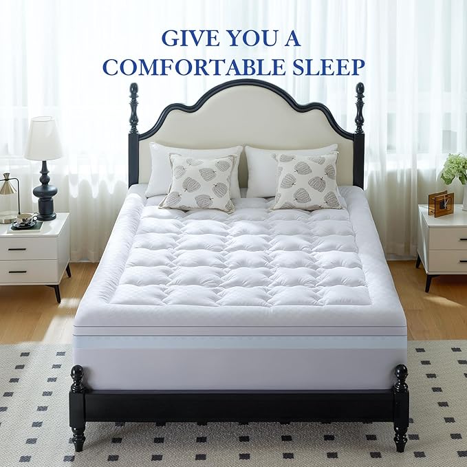 Choc chick 3.5 Inch Memory Foam Mattress Topper King, Dual Layer 2 Inch Gel Egg Crate Memory Foam Plus 1.5 Inch Down Alternative Pillow Top Mattress Pad, Support for Back Pain