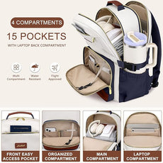 Laptop Backpack for Women Bookbag: 15.6 inch Work School Backpacks with Pouch Pocket for Large Capacity Cup & USB Charger College Book Bag Travel Business Nurse Teacher Bookbags Anti-theft Back Pack