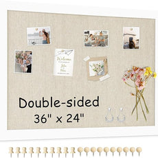 Double-Sided Large Cork Board with Linen, 36